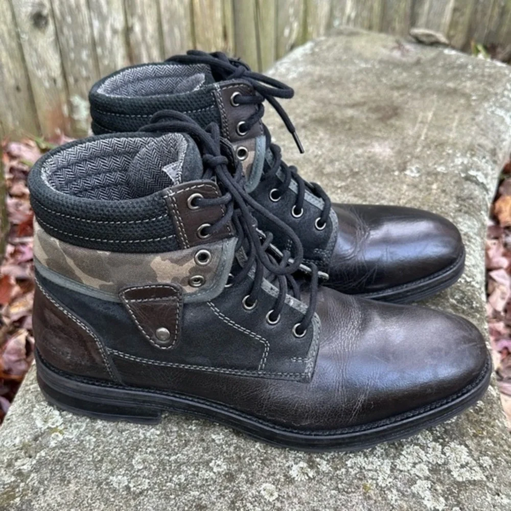 UNIONBAY Men’s Distressed Leather Mid-Top Boots - Size 11